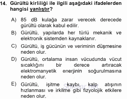 Çevre Sorunları ve Politikaları 2015 - 2016 Ara Sınavı 14.Soru