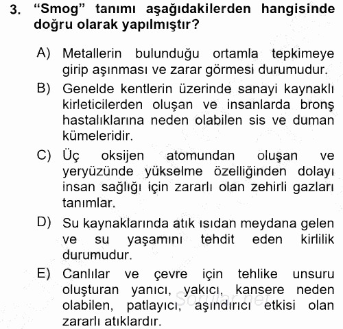 Çevre Sorunları ve Politikaları 2015 - 2016 Ara Sınavı 3.Soru