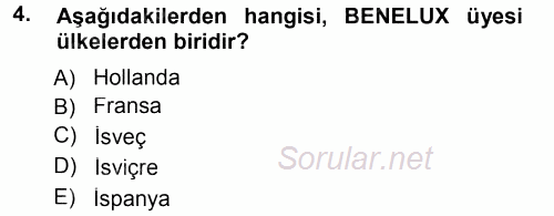 Avrupa Birliği 2012 - 2013 Dönem Sonu Sınavı 4.Soru