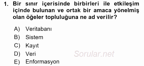 Sağlık Kurumlarında Bilgi Sistemleri 2015 - 2016 Dönem Sonu Sınavı 1.Soru