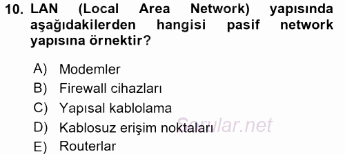 Sağlık Kurumlarında Bilgi Sistemleri 2015 - 2016 Dönem Sonu Sınavı 10.Soru