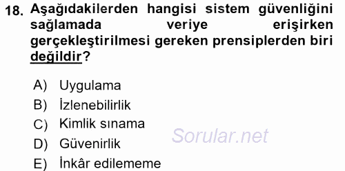 Sağlık Kurumlarında Bilgi Sistemleri 2015 - 2016 Dönem Sonu Sınavı 18.Soru