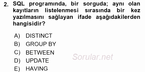 Sağlık Kurumlarında Bilgi Sistemleri 2015 - 2016 Dönem Sonu Sınavı 2.Soru