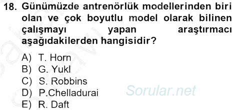 Spor Yönetimi 2013 - 2014 Ara Sınavı 18.Soru