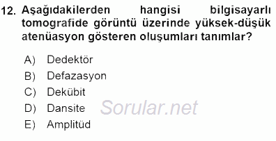 Tıbbi Terminoloji 2015 - 2016 Dönem Sonu Sınavı 12.Soru