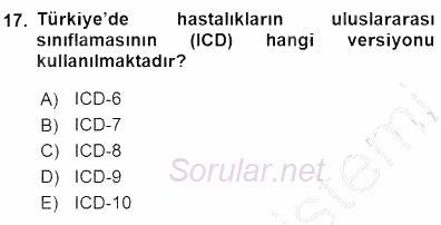 Tıbbi Terminoloji 2015 - 2016 Dönem Sonu Sınavı 17.Soru