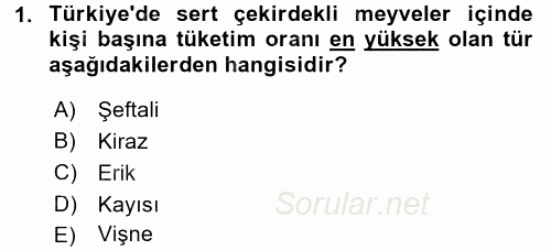 Bahçe Tarımı 1 2017 - 2018 Ara Sınavı 1.Soru