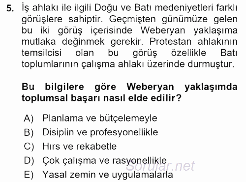 İşletmelerde Sosyal Sorumluluk Ve Etik 2017 - 2018 Ara Sınavı 5.Soru