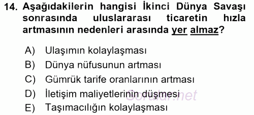 İktisadi Büyüme 2016 - 2017 Dönem Sonu Sınavı 14.Soru