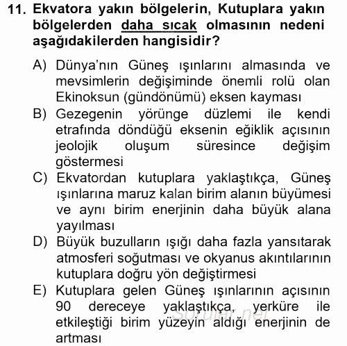 Enerji ve Çevre 2012 - 2013 Ara Sınavı 11.Soru