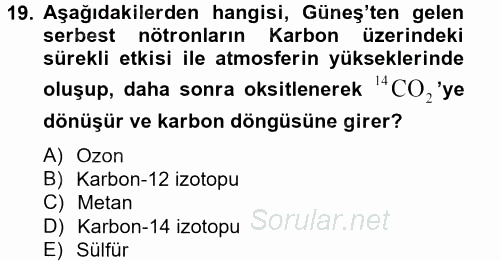 Enerji ve Çevre 2012 - 2013 Ara Sınavı 19.Soru