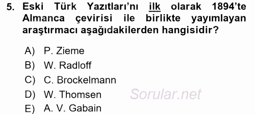 VIII-XIII. Yüzyıllar Türk Edebiyatı 2017 - 2018 Ara Sınavı 5.Soru