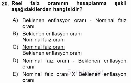 Uluslararası İktisat 2015 - 2016 Dönem Sonu Sınavı 20.Soru