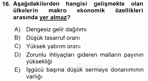 Girişimcilik 2015 - 2016 Dönem Sonu Sınavı 16.Soru