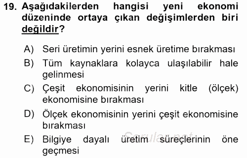 Girişimcilik 2015 - 2016 Dönem Sonu Sınavı 19.Soru