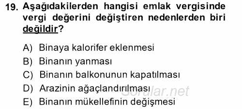 Özel Vergi Hukuku 2 2013 - 2014 Ara Sınavı 19.Soru