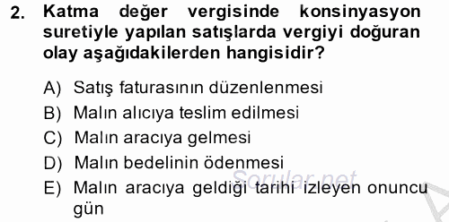 Özel Vergi Hukuku 2 2013 - 2014 Ara Sınavı 2.Soru