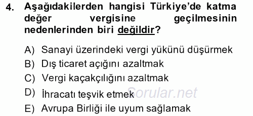 Özel Vergi Hukuku 2 2013 - 2014 Ara Sınavı 4.Soru