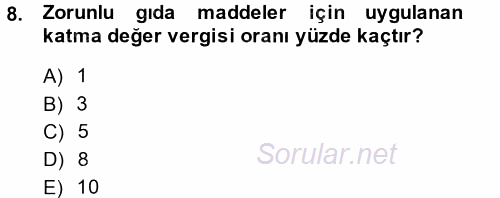 Özel Vergi Hukuku 2 2013 - 2014 Ara Sınavı 8.Soru