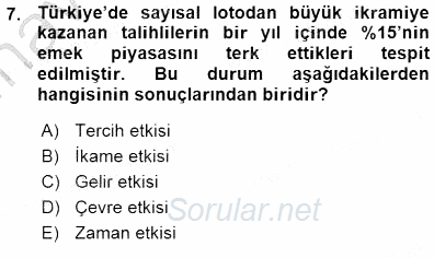 Çalışma Ekonomisi 1 2015 - 2016 Ara Sınavı 7.Soru