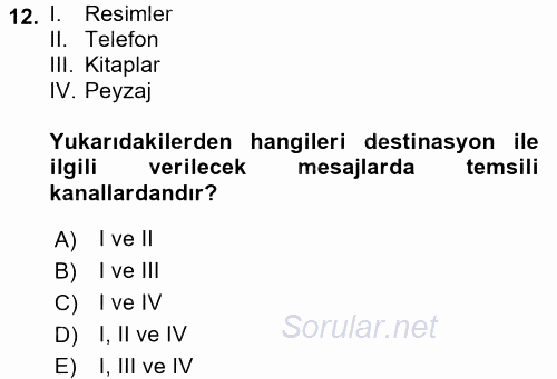Destinasyon Yönetimi 2016 - 2017 Dönem Sonu Sınavı 12.Soru
