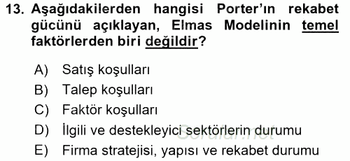 Destinasyon Yönetimi 2016 - 2017 Dönem Sonu Sınavı 13.Soru