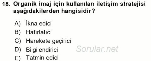 Destinasyon Yönetimi 2016 - 2017 Dönem Sonu Sınavı 18.Soru