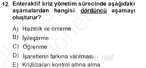 Kriz İletişimi Ve Yönetimi 2014 - 2015 Ara Sınavı 12.Soru