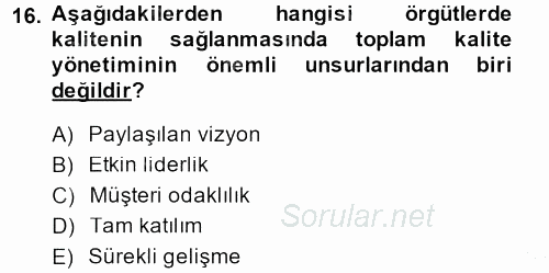 Kriz İletişimi Ve Yönetimi 2014 - 2015 Ara Sınavı 16.Soru