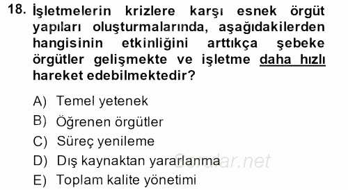 Kriz İletişimi Ve Yönetimi 2014 - 2015 Ara Sınavı 18.Soru