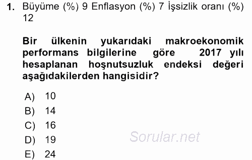 Makro İktisat 2017 - 2018 Dönem Sonu Sınavı 1.Soru