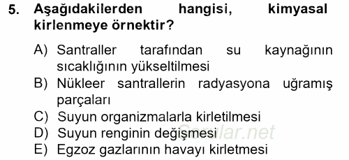 Enerji ve Çevre 2013 - 2014 Tek Ders Sınavı 5.Soru