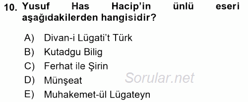 Türk İdare Tarihi 2017 - 2018 3 Ders Sınavı 10.Soru