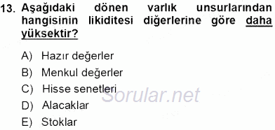 Girişim Finansmanı 2013 - 2014 Ara Sınavı 13.Soru