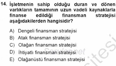 Girişim Finansmanı 2013 - 2014 Ara Sınavı 14.Soru