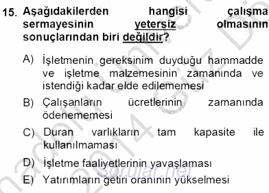 Girişim Finansmanı 2013 - 2014 Ara Sınavı 15.Soru