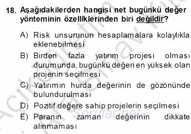 Girişim Finansmanı 2013 - 2014 Ara Sınavı 18.Soru