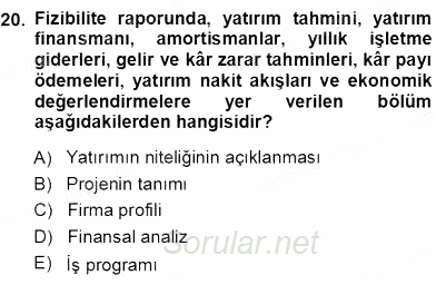 Girişim Finansmanı 2013 - 2014 Ara Sınavı 20.Soru