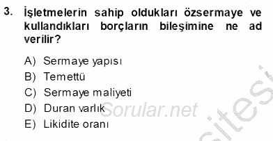 Girişim Finansmanı 2013 - 2014 Ara Sınavı 3.Soru