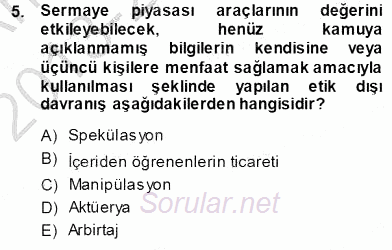 Girişim Finansmanı 2013 - 2014 Ara Sınavı 5.Soru