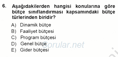 Girişim Finansmanı 2013 - 2014 Ara Sınavı 6.Soru
