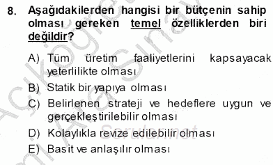 Girişim Finansmanı 2013 - 2014 Ara Sınavı 8.Soru