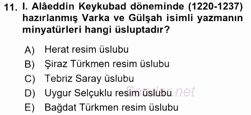 Ortaçağdan Günümüze Anadolu Uygarlıkları 2015 - 2016 Ara Sınavı 11.Soru