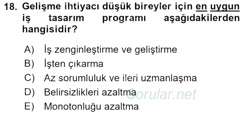Çatışma ve Stres Yönetimi 2 2017 - 2018 Dönem Sonu Sınavı 18.Soru