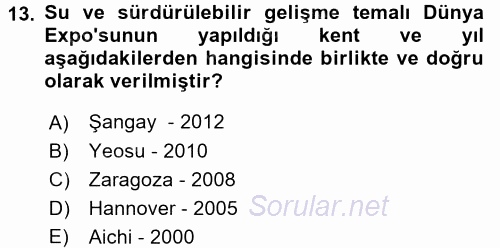 Kongre ve Etkinlik Yönetimi 2015 - 2016 Ara Sınavı 13.Soru