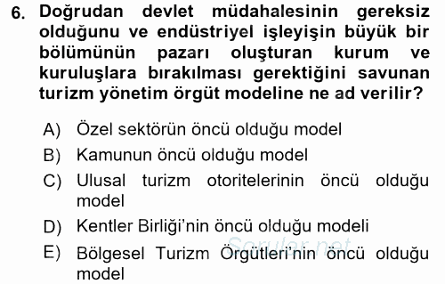 Kongre ve Etkinlik Yönetimi 2015 - 2016 Ara Sınavı 6.Soru