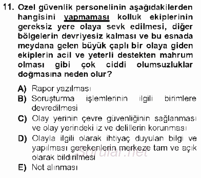 Olaylara Müdahale Esasları 2012 - 2013 Dönem Sonu Sınavı 11.Soru