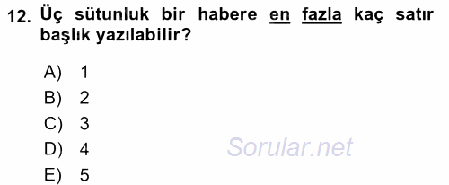 İletişim Ortamları Tasarımı 2017 - 2018 Ara Sınavı 12.Soru
