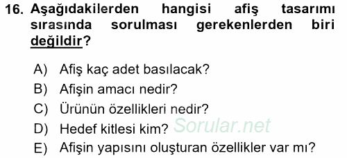 İletişim Ortamları Tasarımı 2017 - 2018 Ara Sınavı 16.Soru