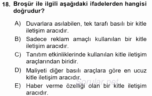 İletişim Ortamları Tasarımı 2017 - 2018 Ara Sınavı 18.Soru